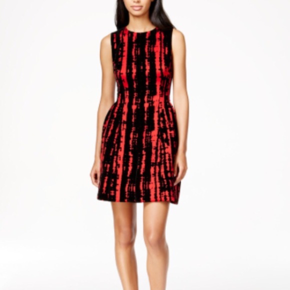 calvin klein red velvet dress